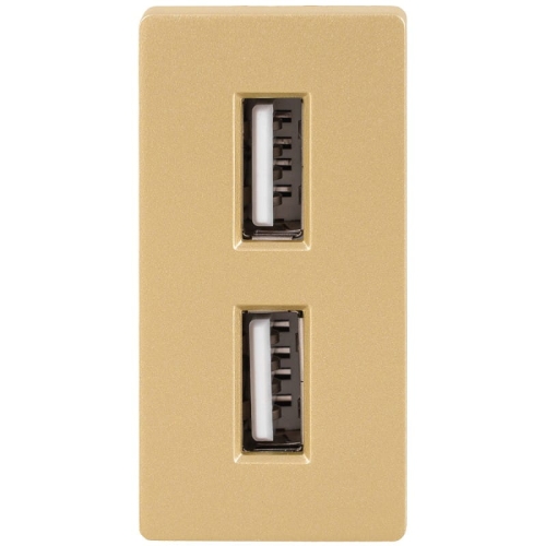 Modul Dvojitá Nabíjačka USB Typ A+A 2.4A Zlatá Do Rámikov