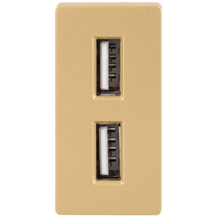 Modul Dvojitá Nabíjačka USB Typ A+A 2.4A Zlatá Do Rámikov