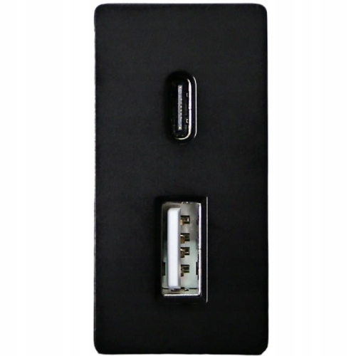 Modul Nabíjačka Dvojitá USB Zásuvka A+C 20 WAT Čierna Do Rámikov MIUUN