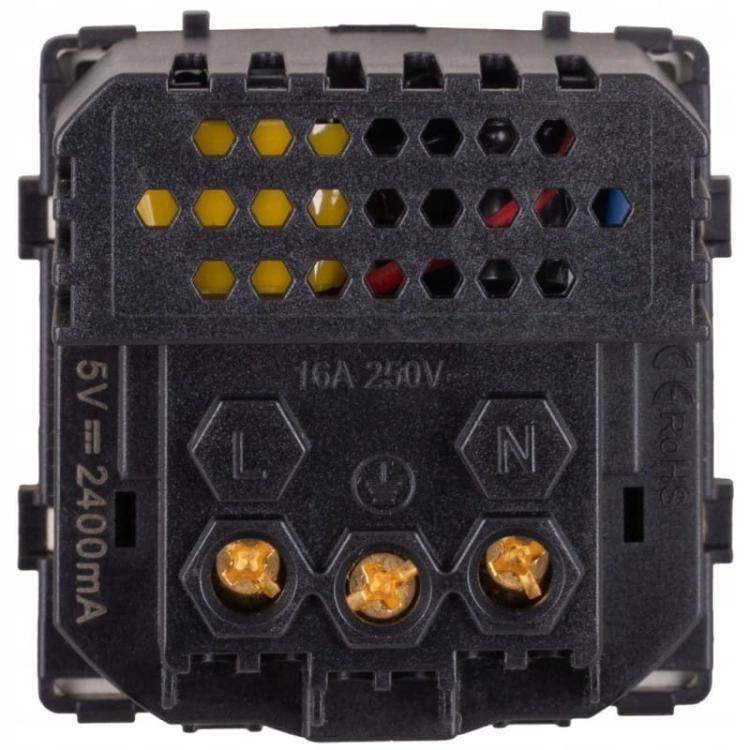 Modul Zásuvka S Kolíkom + Dvojitá Nabíjačka USB Typ A+C 20W Zlatá Do Rámikov