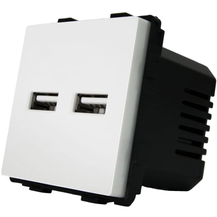 Zásuvka Biela Dvojitá Nabíjačka USB 3.1A Typ A+A Set S Plastovým Rámikom