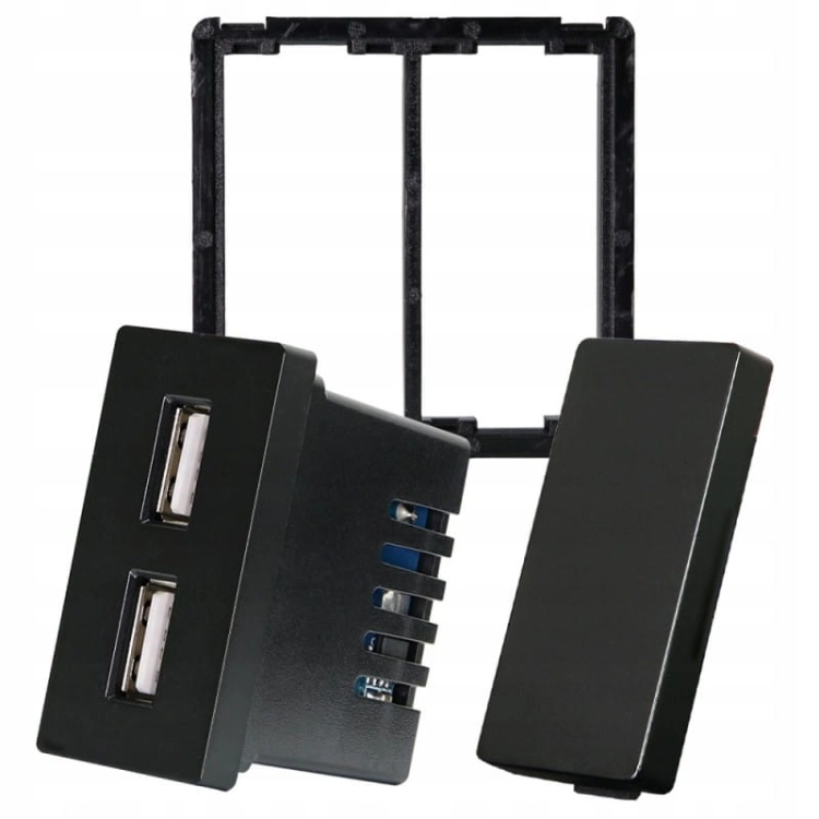 Čierny Modul Dvojitej USB Nabíjacej Zásuvky 2.4A Do Rámikov MIUUN