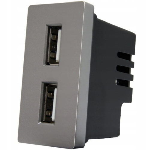 Modul Dvojitá Nabíjačka USB Typ A+A 2.4A Sivá Do Rámikov