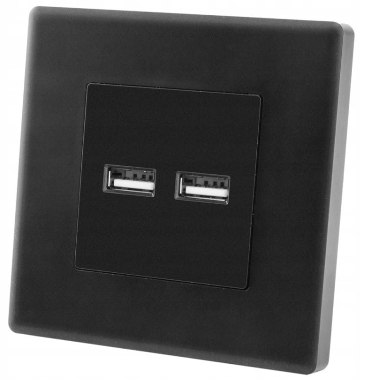 Zásuvka Čierna Dvojitá Nabíjačka USB Súprava S Rámikom PCV