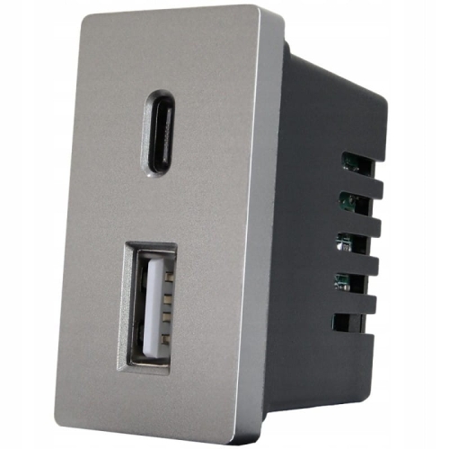 Modul Rýchla Dvojitá Nabíjačka USB Typ A+C 20 Wat Sivá Do Rámikov MIUUN