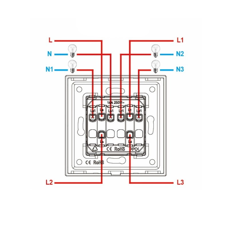 Modul Spínač Štvornásobný Klasický Sivý Do Rámikov