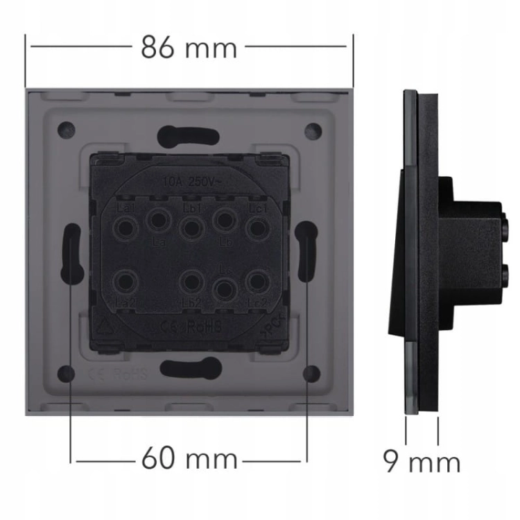 Čierna Zásuvka S Kolíkom + Dvojitá Nabíjačka USB A+C 20W So Skleneným Rámikom MIUUN