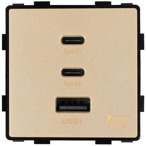 Modul Zásuvka Trojitá USB Nabíjačka 65W A+C+C Zlatá Do Rámikov