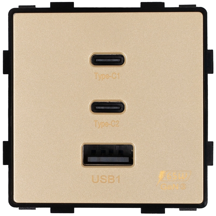 Modul Zásuvka Trojitá USB Nabíjačka 65W A+C+C Zlatá Do Rámikov