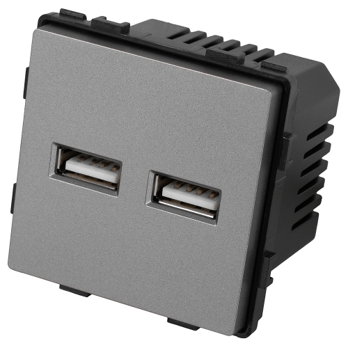 Modul Dvojitá Nabíjačka USB Typ A+A 3.1A Sivá Do Rámikov MIUUN