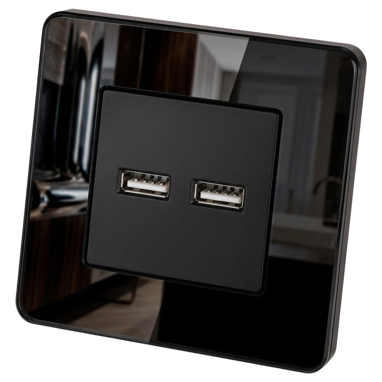 Dvojitá USB Nabíjačka 3.1A Čierna Súprava So Skleneným Lesklým Rámikom MIUUN