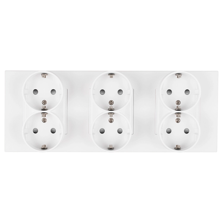 Zásuvka Trojitá Plastová LINEA Biela Schuko Rámik Trojitý A 3 X Zásuvka