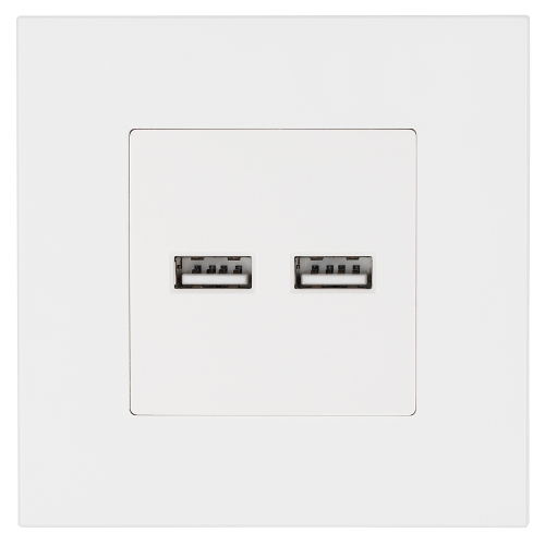 Dvojitá USB Nabíjačka 3.1A Biela Súprava S Plastovým Rámikom LINEA MIUUN