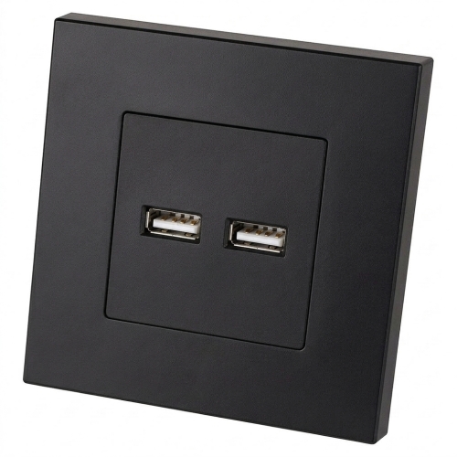 Dvojitá USB Nabíjačka 3.1A Čierna Súprava S Plastovým Rámikom LINEA MIUUN