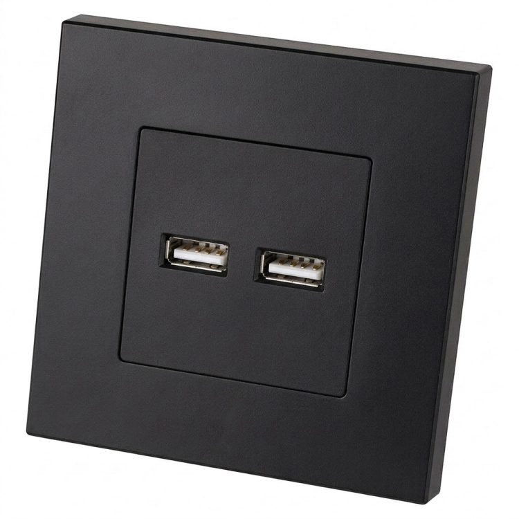 Dvojitá USB Nabíjačka 3.1A Čierna Súprava S Plastovým Rámikom LINEA MIUUN