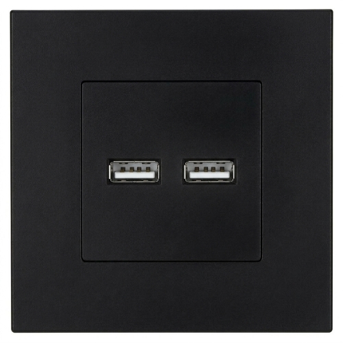 Dvojitá USB Nabíjačka 3.1A Čierna Súprava S Plastovým Rámikom LINEA MIUUN