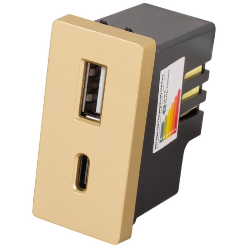 Modul Rýchla Dvojitá Nabíjačka USB Typ A+C 20 WAT Zlatá Do Rámikov