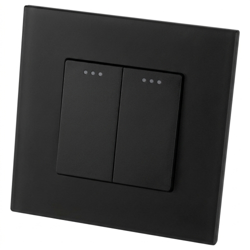 Spínač Dvojitý Krížový Sklenený Matný Čierny MIUUN