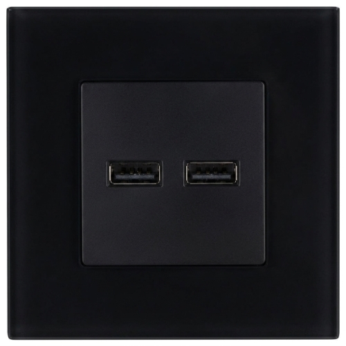 Dvojitá Nabíjačka USB 3.1A Čierna Súprava So Skleneným Matným Rámikom MIUUN