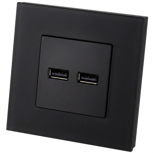 Dvojitá Nabíjačka USB 3.1A Čierna Súprava So Skleneným Matným Rámikom MIUUN