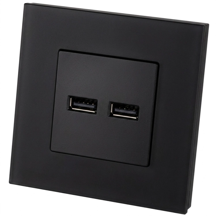 Dvojitá Nabíjačka USB 3.1A Čierna Súprava So Skleneným Matným Rámikom MIUUN