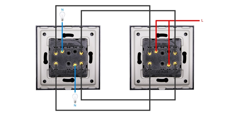 Spínač Prepínač Dvojitý Schodiskový Hladký Sklenený Matný Biely MIUUN