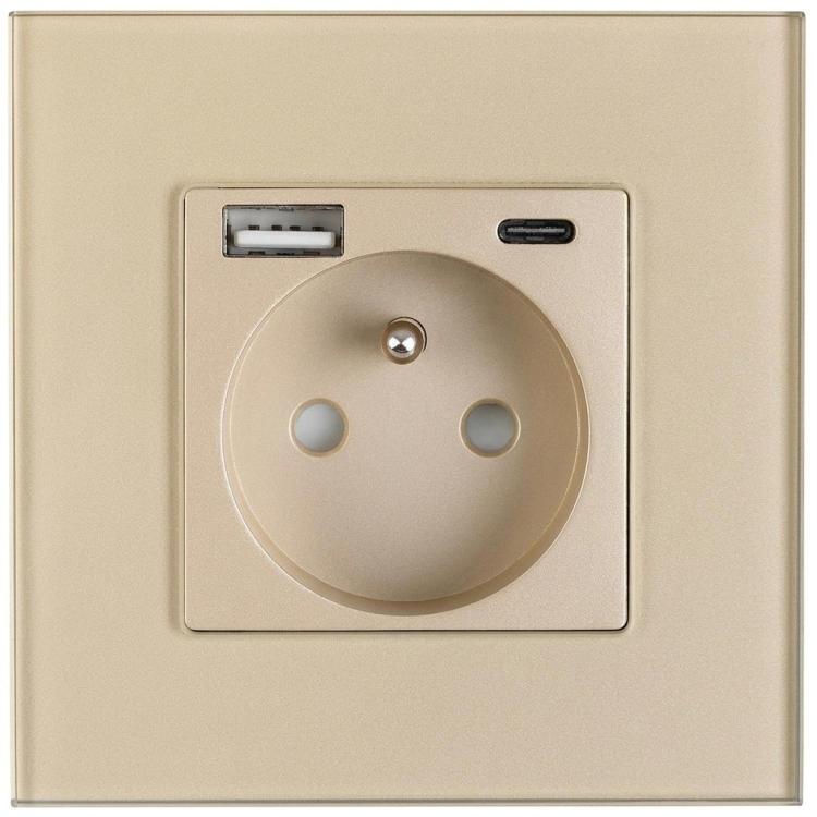 Sklenená Matná Zásuvka S Kolíkom + Dvojitá Nabíjačka USB A+C 20W MIUUN