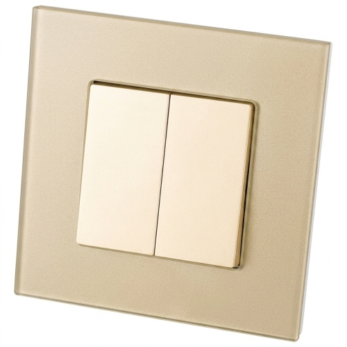 Spínač Dvojitý Krížový Hladký Sklenený Matný Zlatý MIUUN