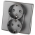 Zásuvka Dvojitá Schuko Sivá S Uzemnením Bez Kolíka Súprava S Rámikom PCV