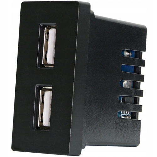 Čierny Modul Dvojitej USB Nabíjacej Zásuvky 2.4A Do Rámikov MIUUN