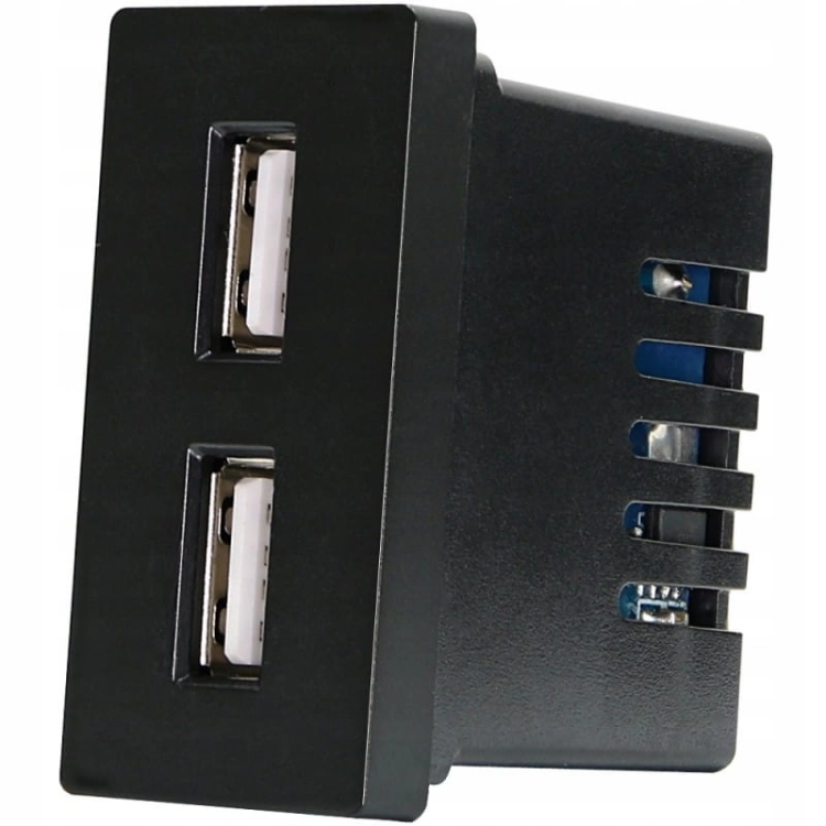 Čierny Modul Dvojitej USB Nabíjacej Zásuvky 2.4A Do Rámikov MIUUN