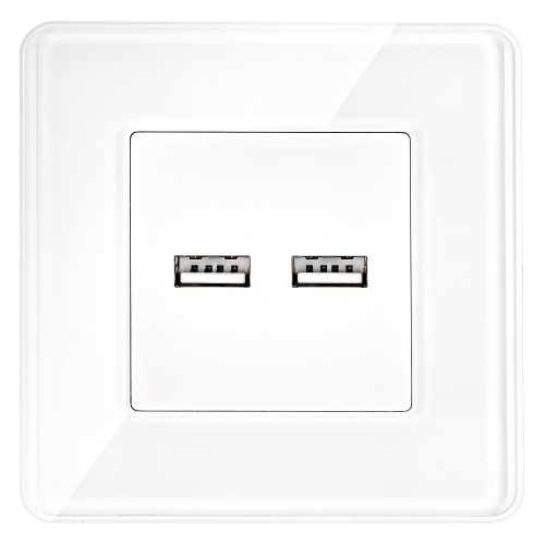 Dvojitá Nabíjačka USB 3.1A Biela Súprava So Skleneným Rámikom Lesklá MIUUN