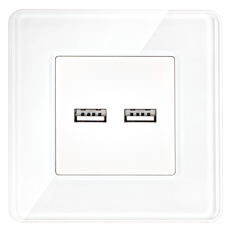 Dvojitá Nabíjačka USB 3.1A Biela Súprava So Skleneným Rámikom Lesklá MIUUN