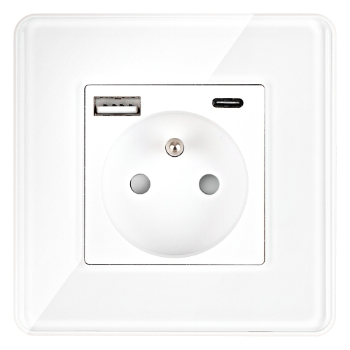 Zásuvka Sklenená Lesklá S Kolíkom + Dvojitá Nabíjačka USB A+C 20W MIUUN