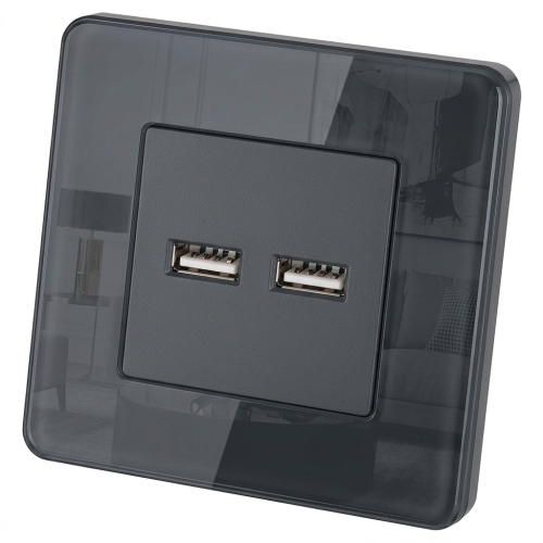 Dvojitá Nabíjačka USB 3.1A Sivá Súprava So Skleneným Rámikom Lesklá MIUUN