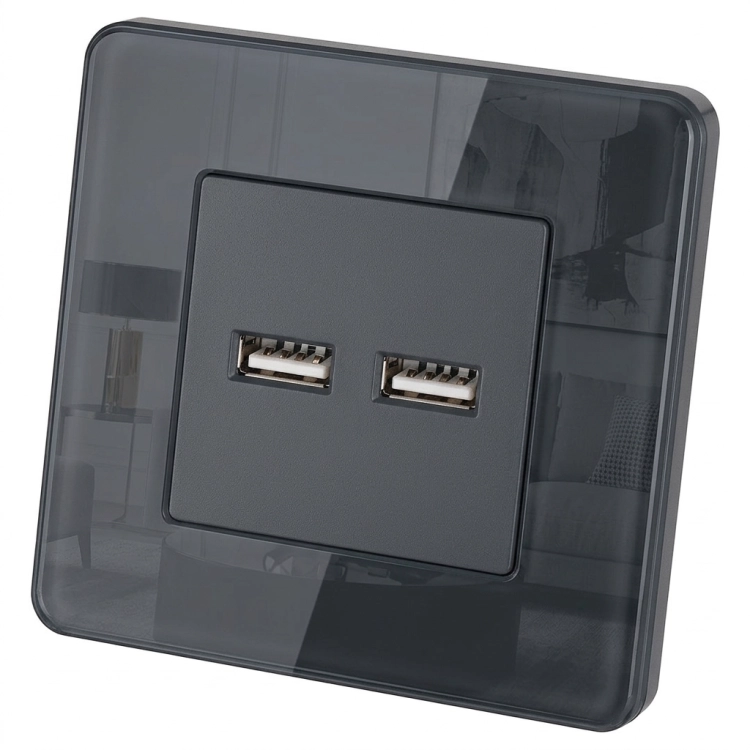 Dvojitá Nabíjačka USB 3.1A Sivá Súprava So Skleneným Rámikom Lesklá MIUUN