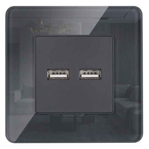 Dvojitá Nabíjačka USB 3.1A Sivá Súprava So Skleneným Rámikom Lesklá MIUUN