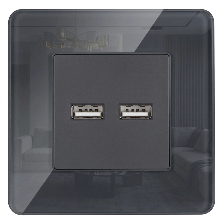 Dvojitá Nabíjačka USB 3.1A Sivá Súprava So Skleneným Rámikom Lesklá MIUUN