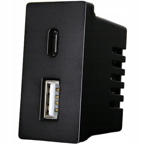 Modul Nabíjačka Dvojitá USB Zásuvka A+C 20 WAT Čierna Do Rámikov MIUUN