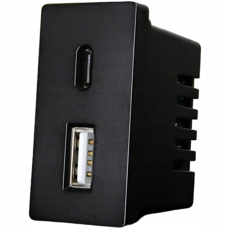 Modul Nabíjačka Dvojitá USB Zásuvka A+C 20 WAT Čierna Do Rámikov MIUUN