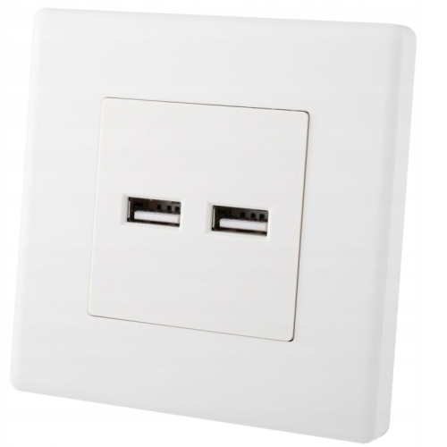 Zásuvka Biela Dvojitá Nabíjačka USB 3.1A Typ A+A Set S Plastovým Rámikom