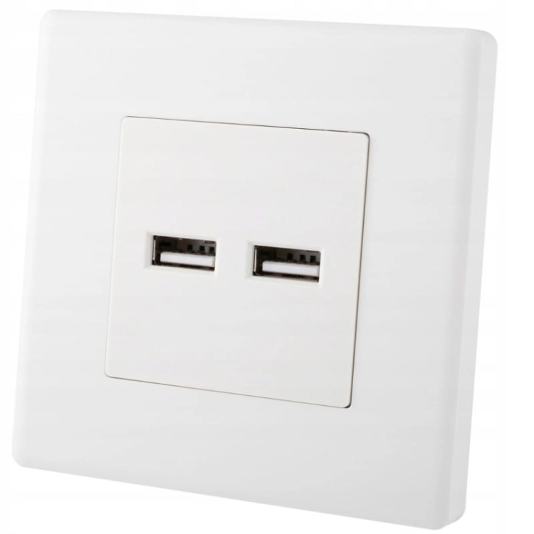 Zásuvka Biela Dvojitá Nabíjačka USB 3.1A Typ A+A Set S Plastovým Rámikom