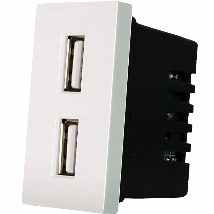 Modul Dvojitá Zásuvka Nabíjačka USB 2.4A Biela Do Rámikov MIUUN
