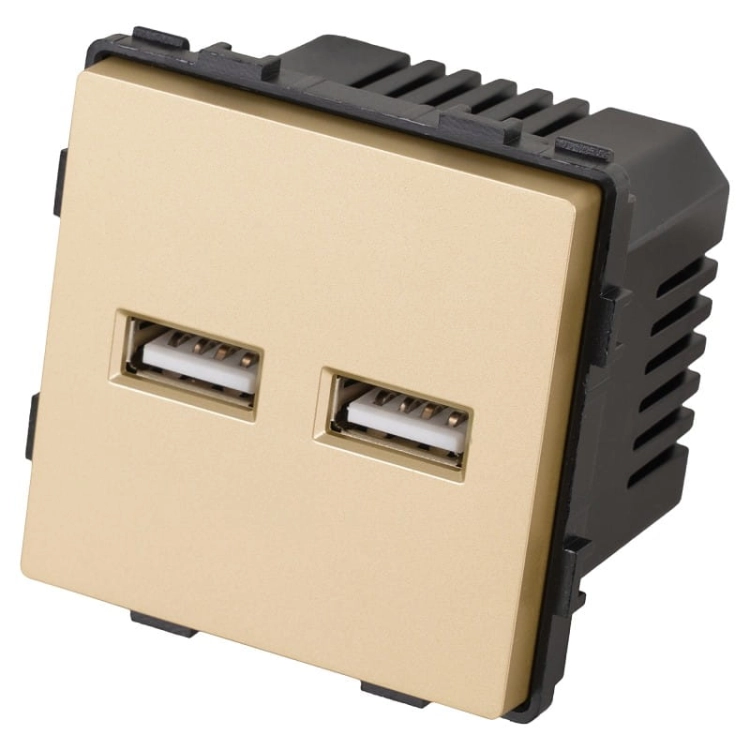 Modul Dvojitá Nabíjačka USB Typ A+A 3.1A Zlatá Do Rámikov