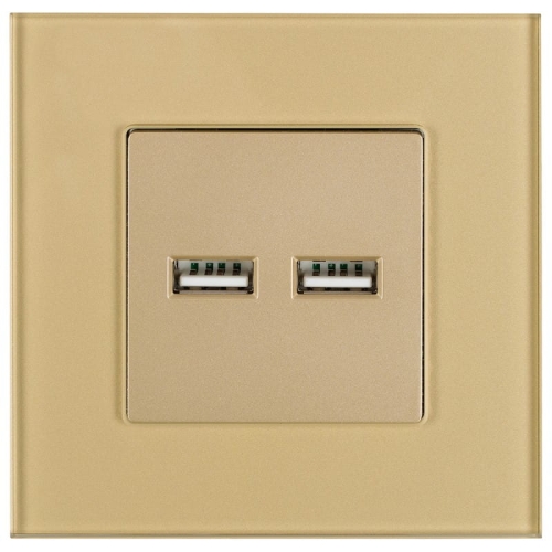 Dvojitá USB Nabíjačka 3.1A Typ A+A Sklenená Zlatá