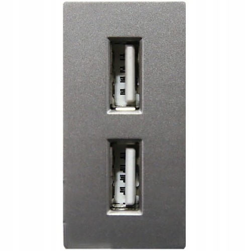 Modul Dvojitá Nabíjačka USB Typ A+A 2.4A Sivá Do Rámikov