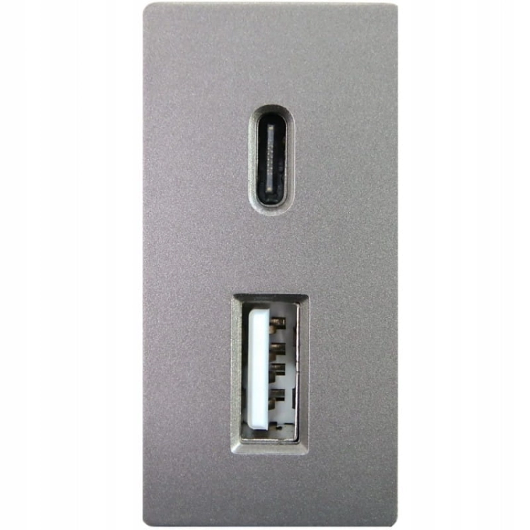 Modul Rýchla Dvojitá Nabíjačka USB Typ A+C 20 Wat Sivá Do Rámikov MIUUN