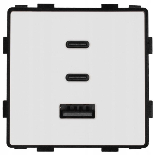 Modul Zásuvka Trojitá Nabíjačka USB 65W A+C+C Biela Do Rámikov
