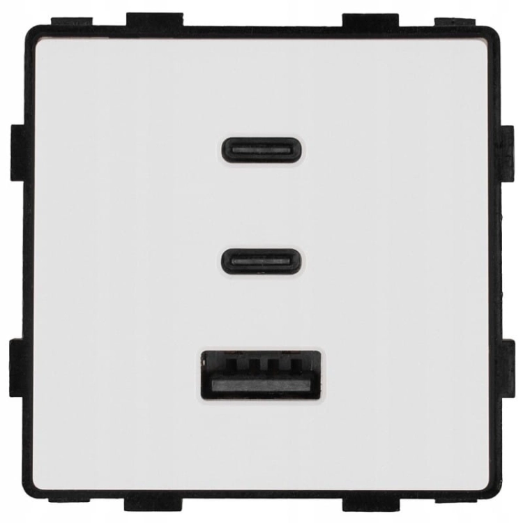 Modul Zásuvka Trojitá Nabíjačka USB 65W A+C+C Biela Do Rámikov