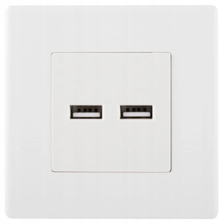 Zásuvka Biela Dvojitá Nabíjačka USB 3.1A Typ A+A Set S Plastovým Rámikom